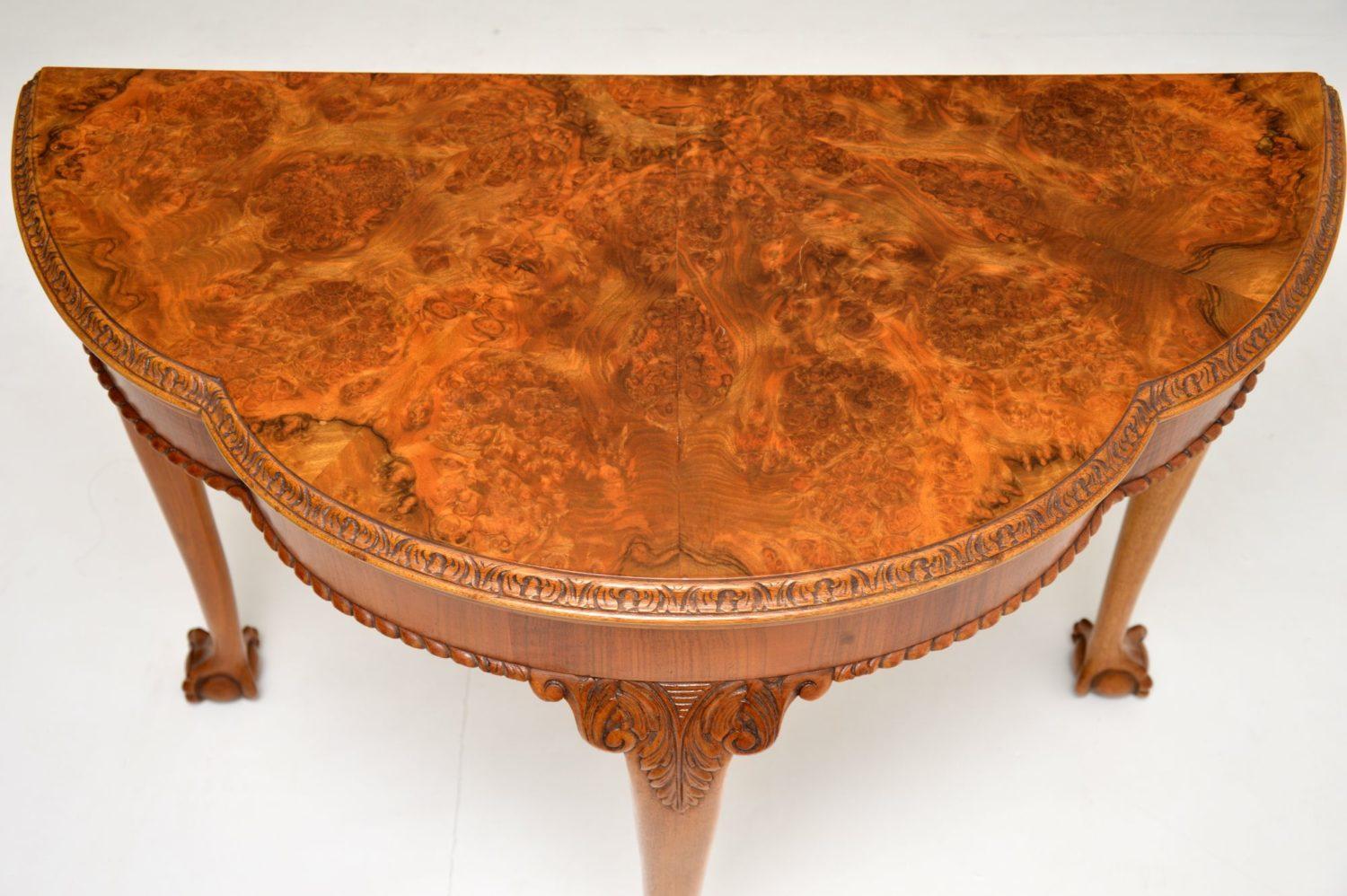 Antique Queen Anne Style Burr Walnut Card Table In Good Condition In London, GB
