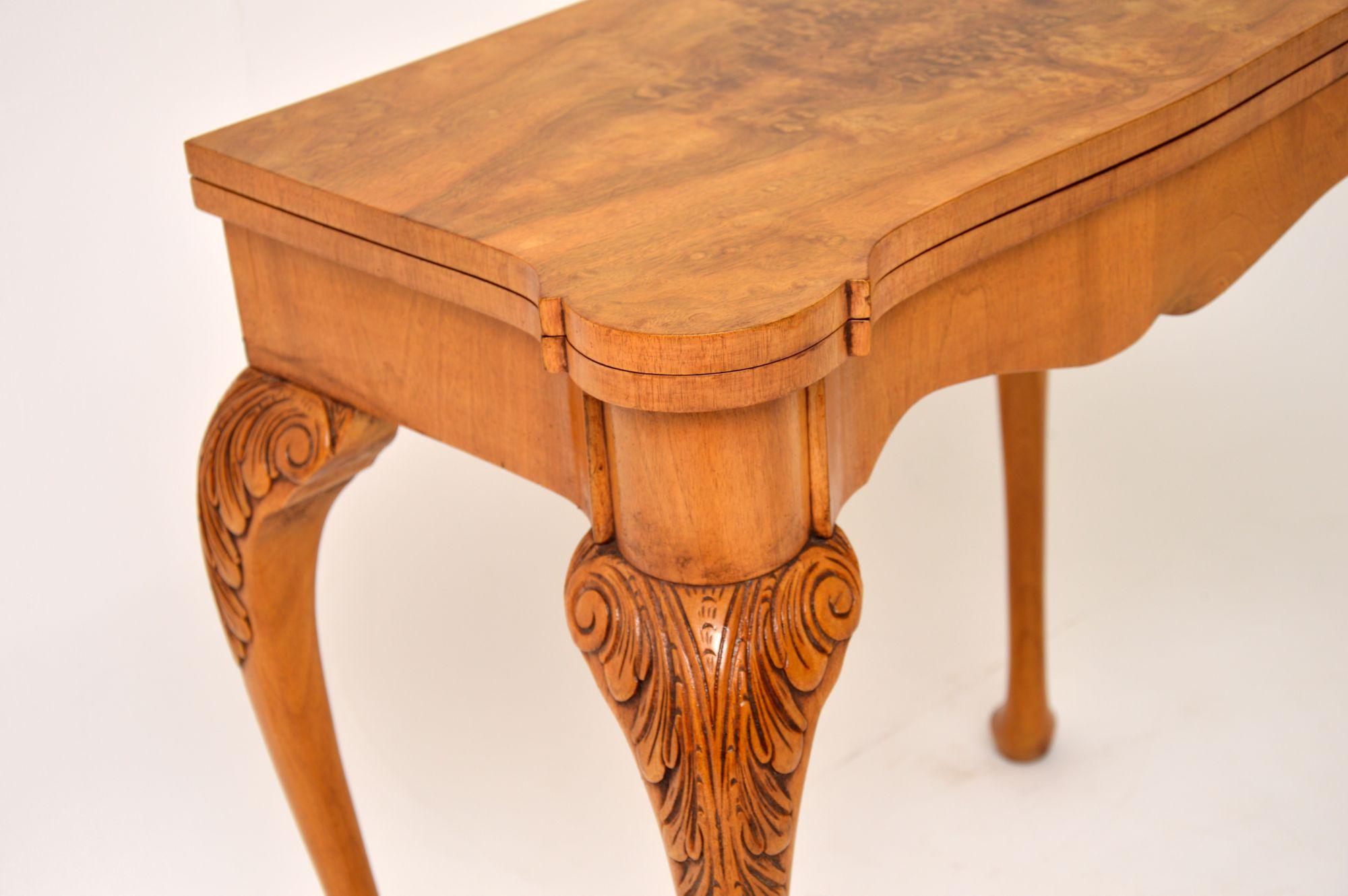 Antique Queen Anne Style Burr Walnut Card Table 2
