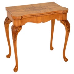 Antique Queen Anne Style Burr Walnut Card Table
