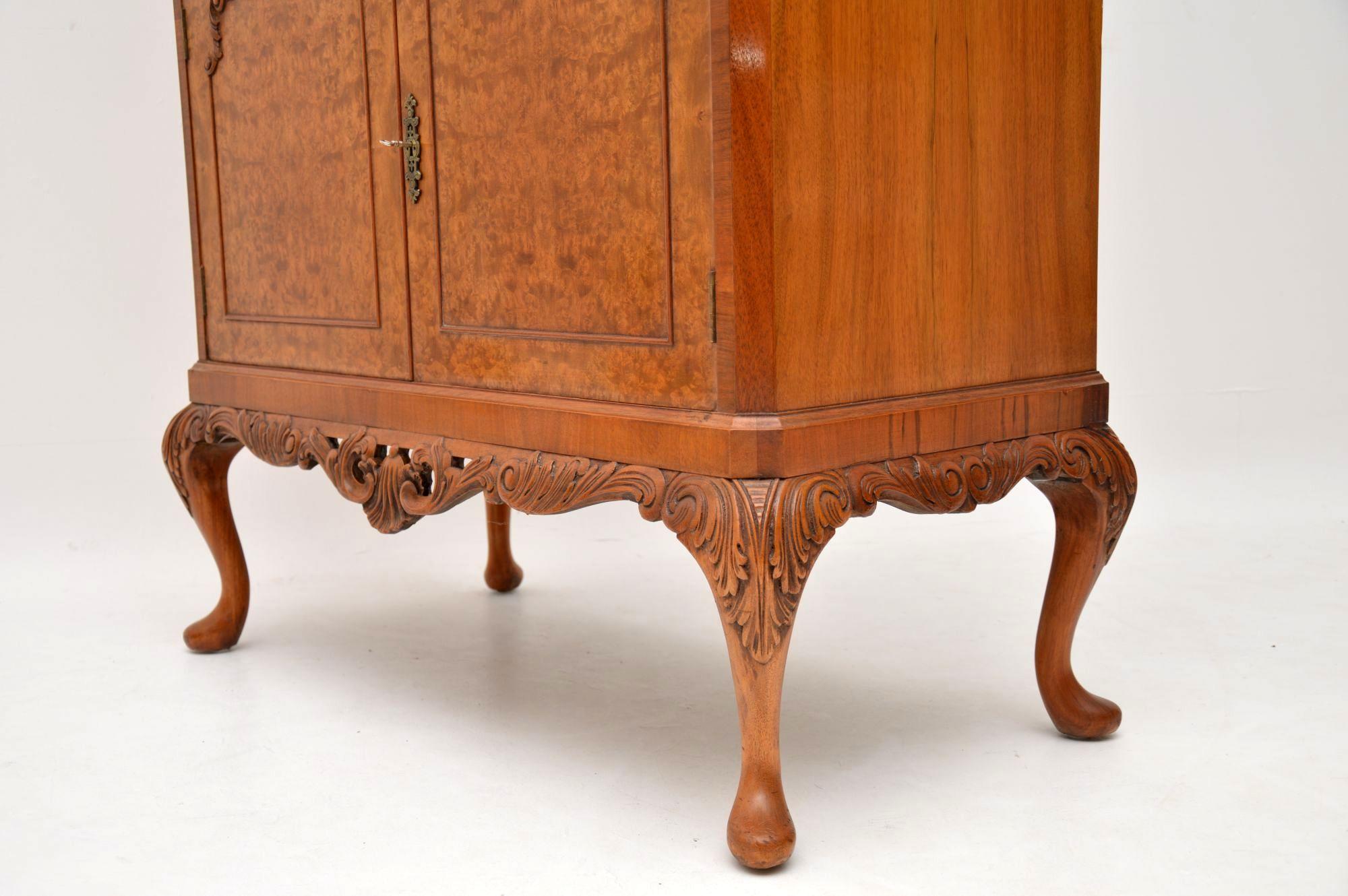 Antique Queen Anne Style Burr Walnut Cocktail Cabinet 5