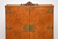 Antique Queen Anne Style Burr Walnut Cocktail Cabinet