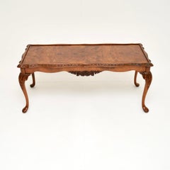 Antique Queen Anne Style Burr Walnut Coffee Table