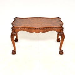 Antique Queen Anne Style Burr Walnut Coffee Table
