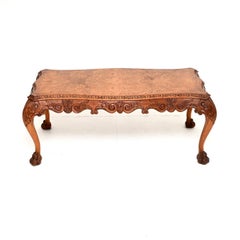 Antique Queen Anne Style Burr Walnut Coffee Table