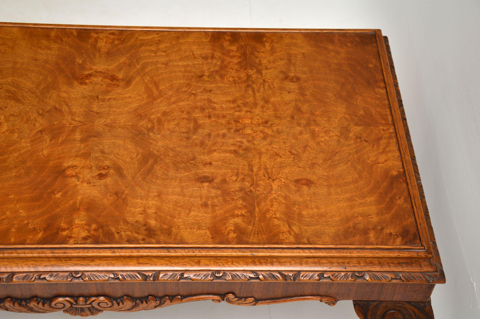 Antique Queen Anne Style Burr Walnut Coffee Table In Good Condition In London, GB
