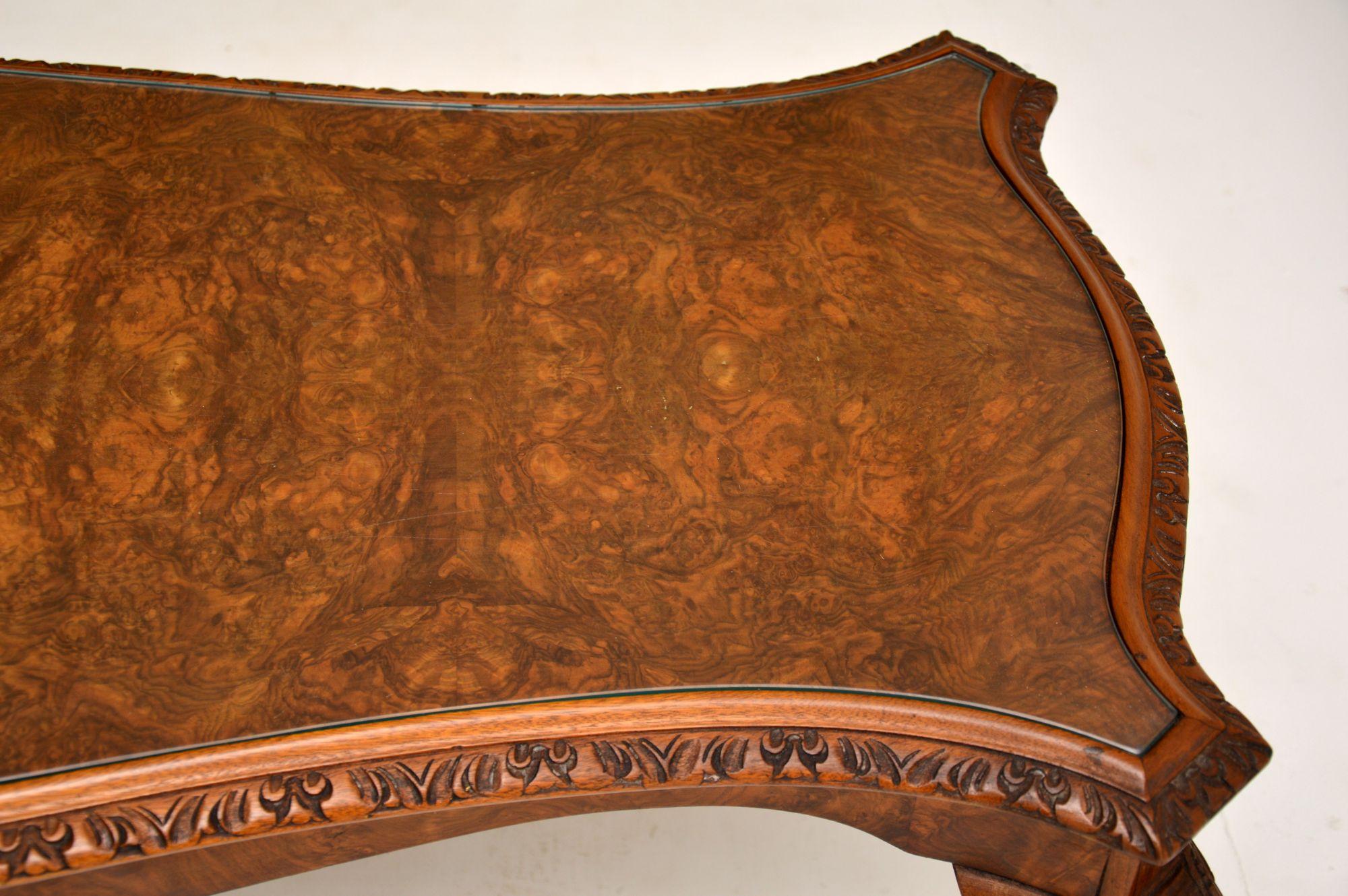 Antique Queen Anne Style Burr Walnut Coffee Table 1