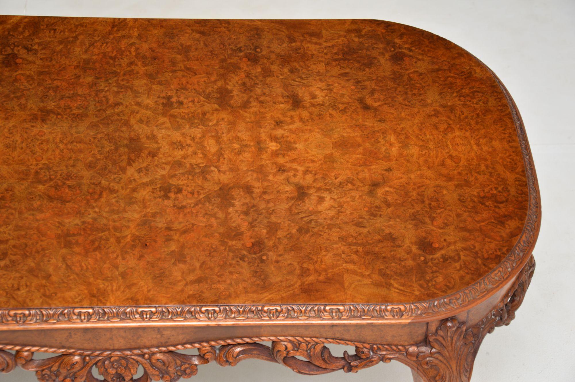 20th Century Antique Queen Anne Style Burr Walnut Coffee Table