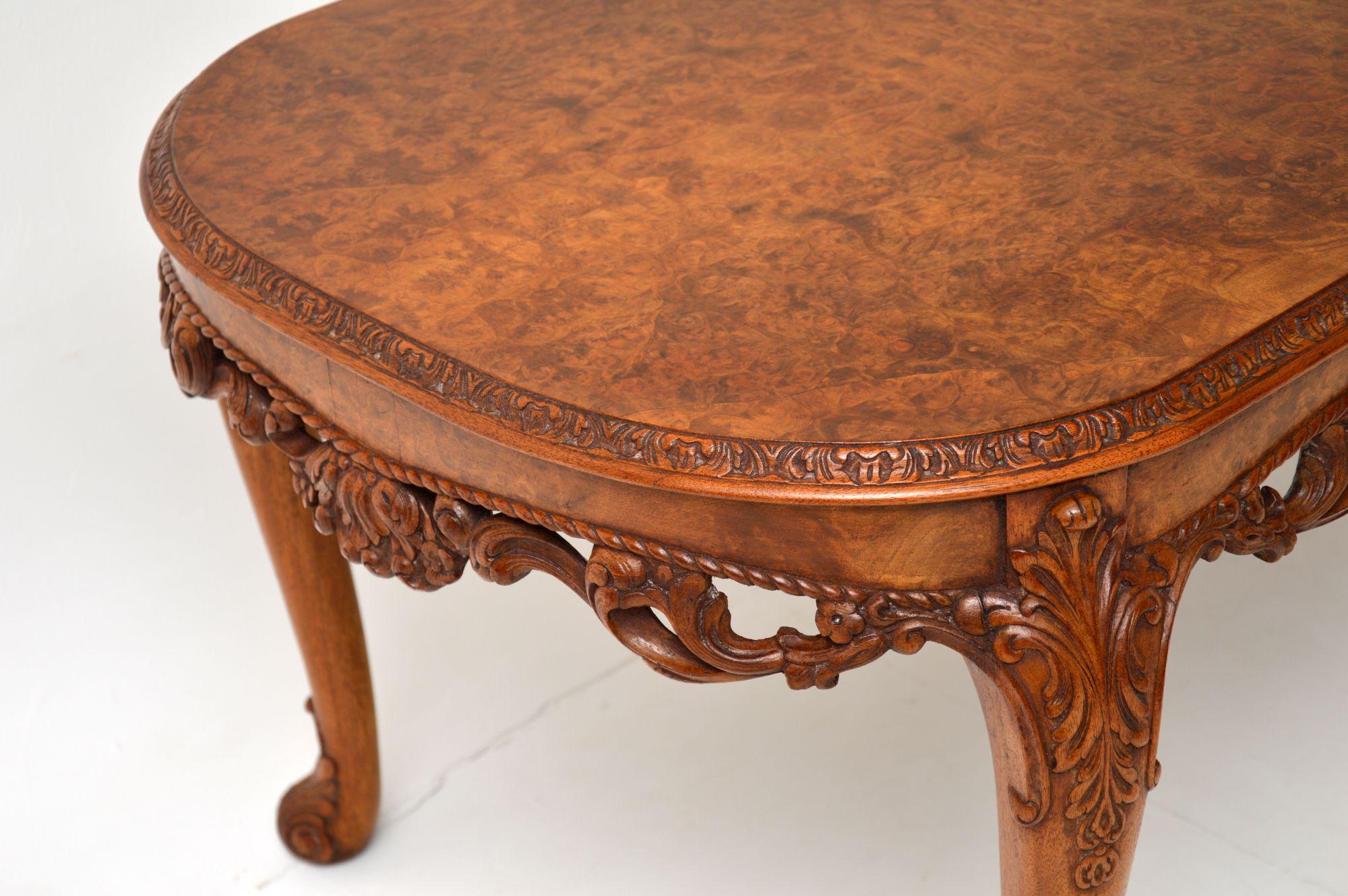 Antique Queen Anne Style Burr Walnut Coffee Table 2