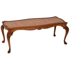 Antique Queen Anne Style Burr Walnut Coffee Table