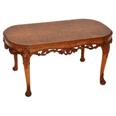 Vintage Queen Anne Style Burr Walnut Coffee Table