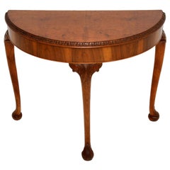 Vintage Queen Anne Style Burr Walnut Console Table