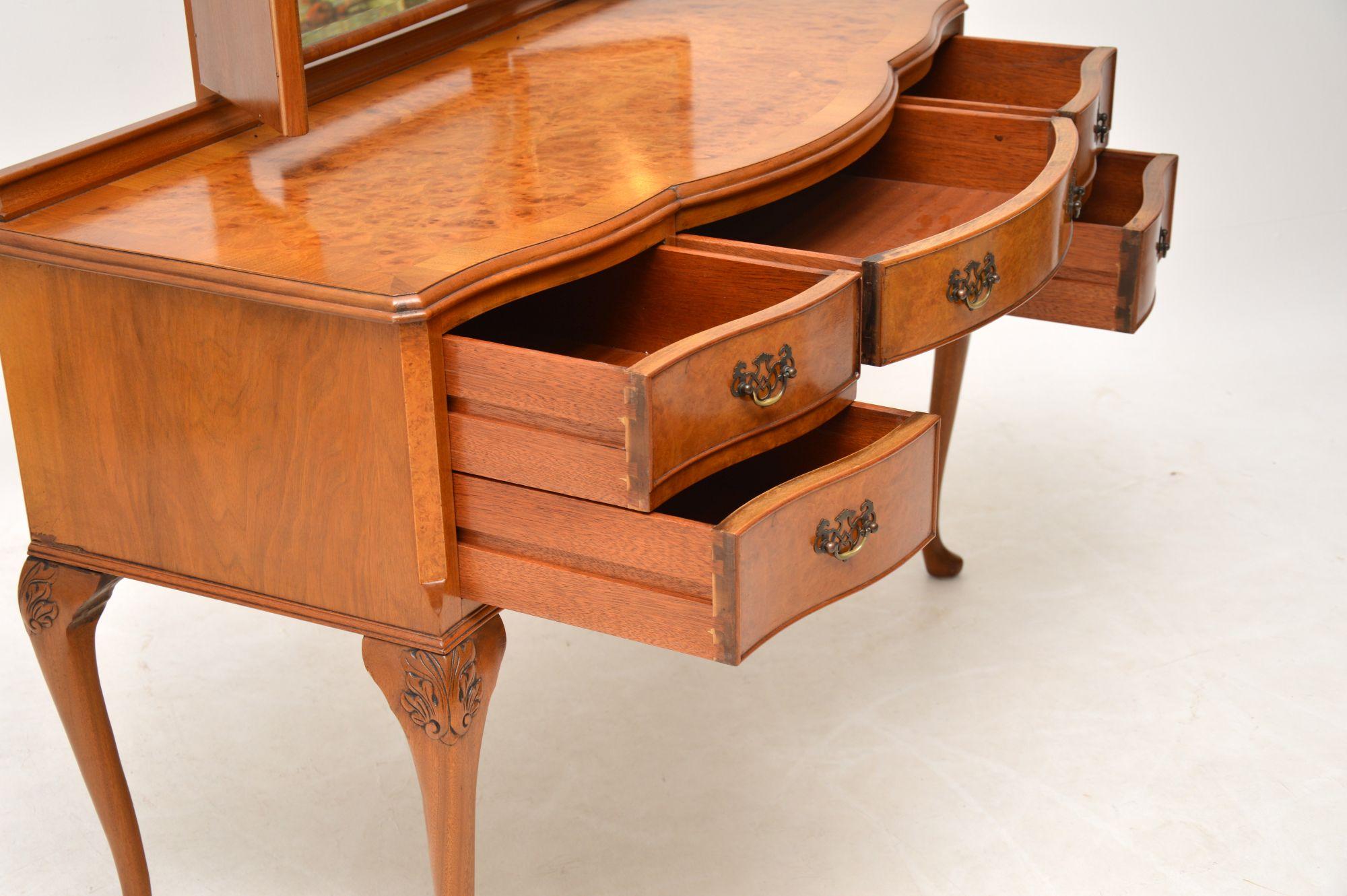 Antique Queen Anne Style Burr Walnut Dressing Table 4