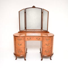 Antique Queen Anne Style Burr Walnut Dressing Table