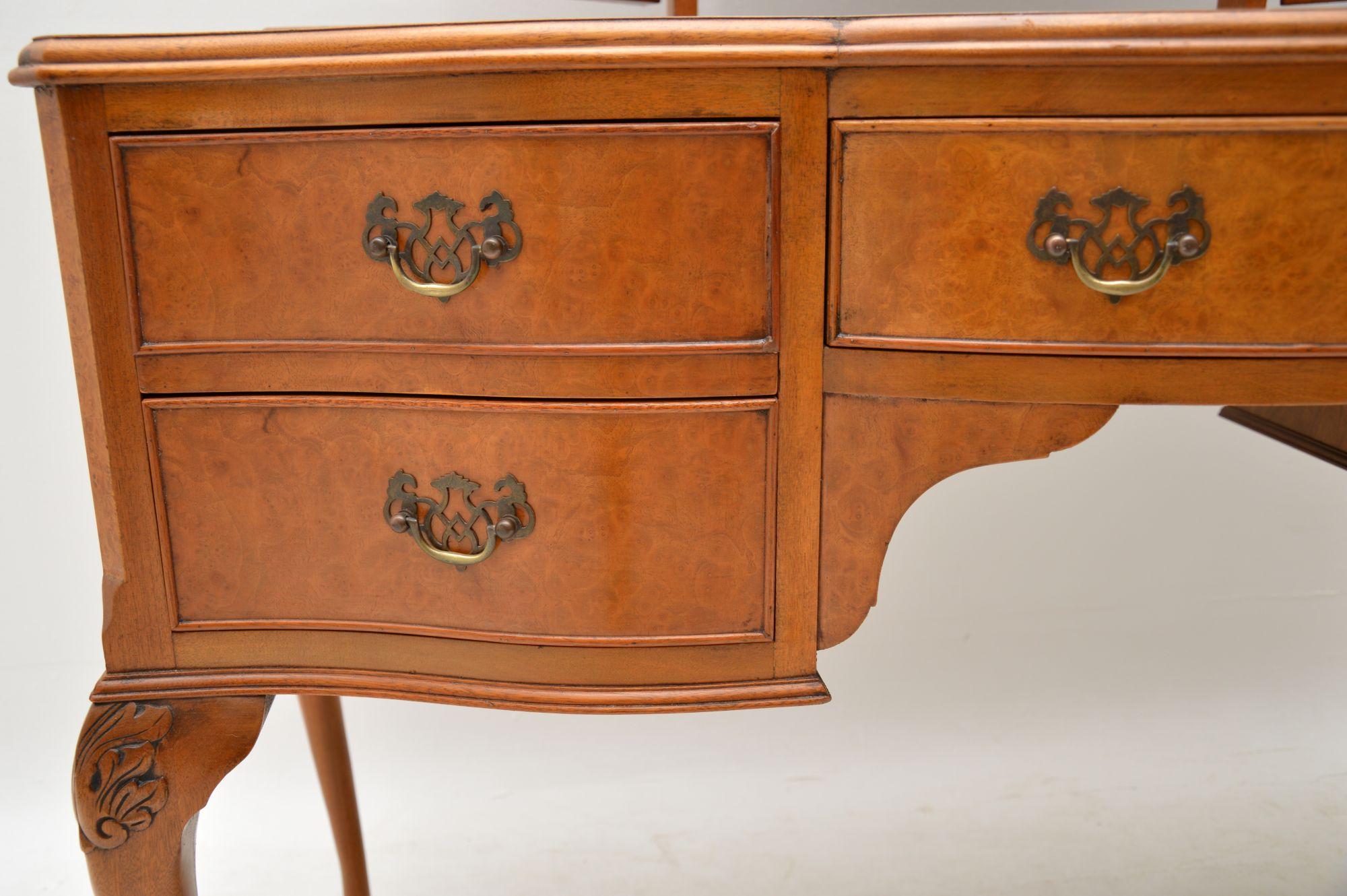 Antique Queen Anne Style Burr Walnut Dressing Table 1