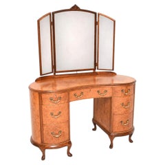 Antique Queen Anne Style Burr Walnut Dressing Table