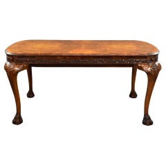 Antique Queen Anne Style Burr Walnut Extending Dining Table