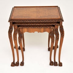 Antique Queen Anne Style Burr Walnut Nest of Tables