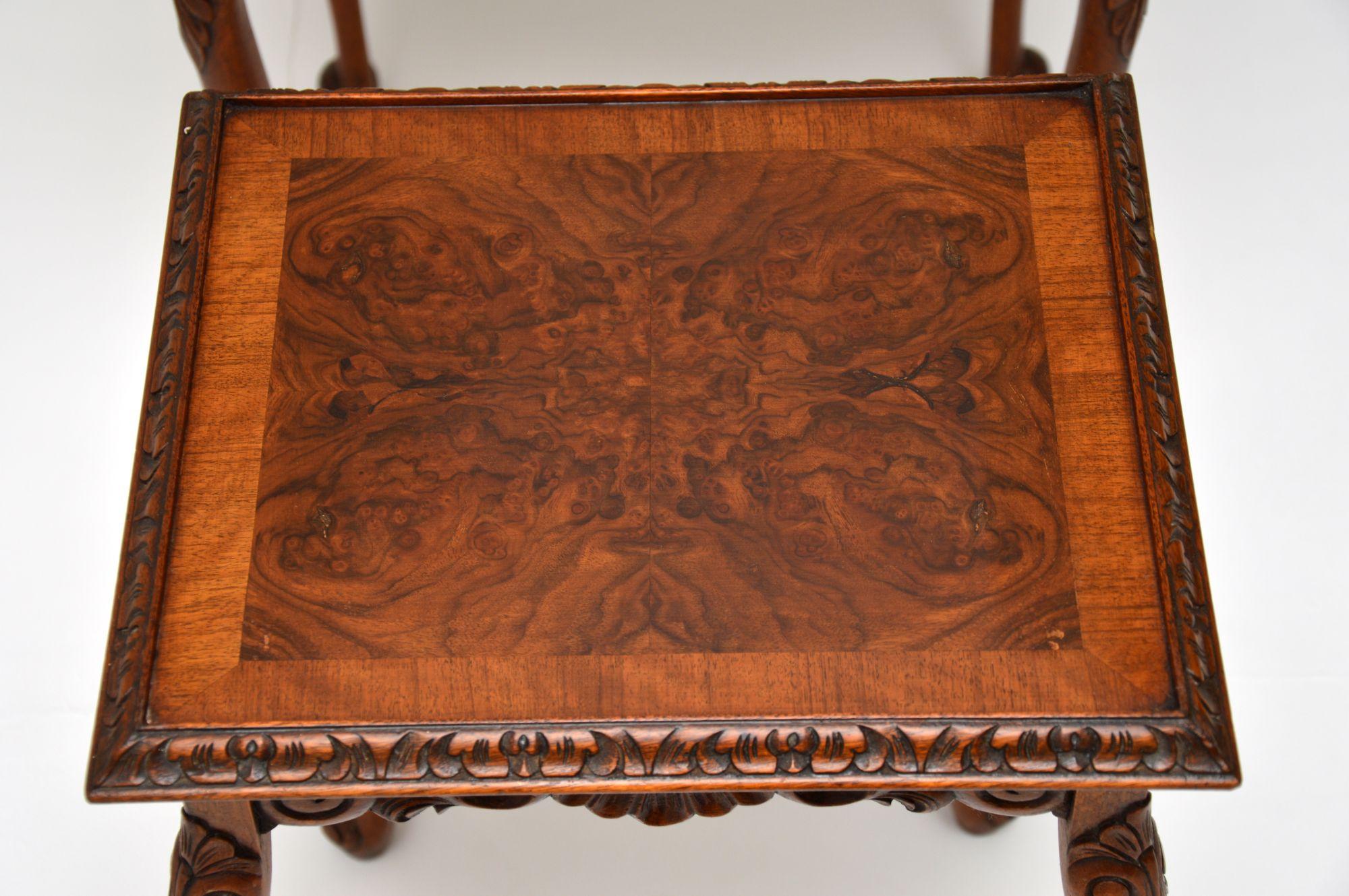 Antique Queen Anne Style Burr Walnut Nest of Tables In Good Condition In London, GB