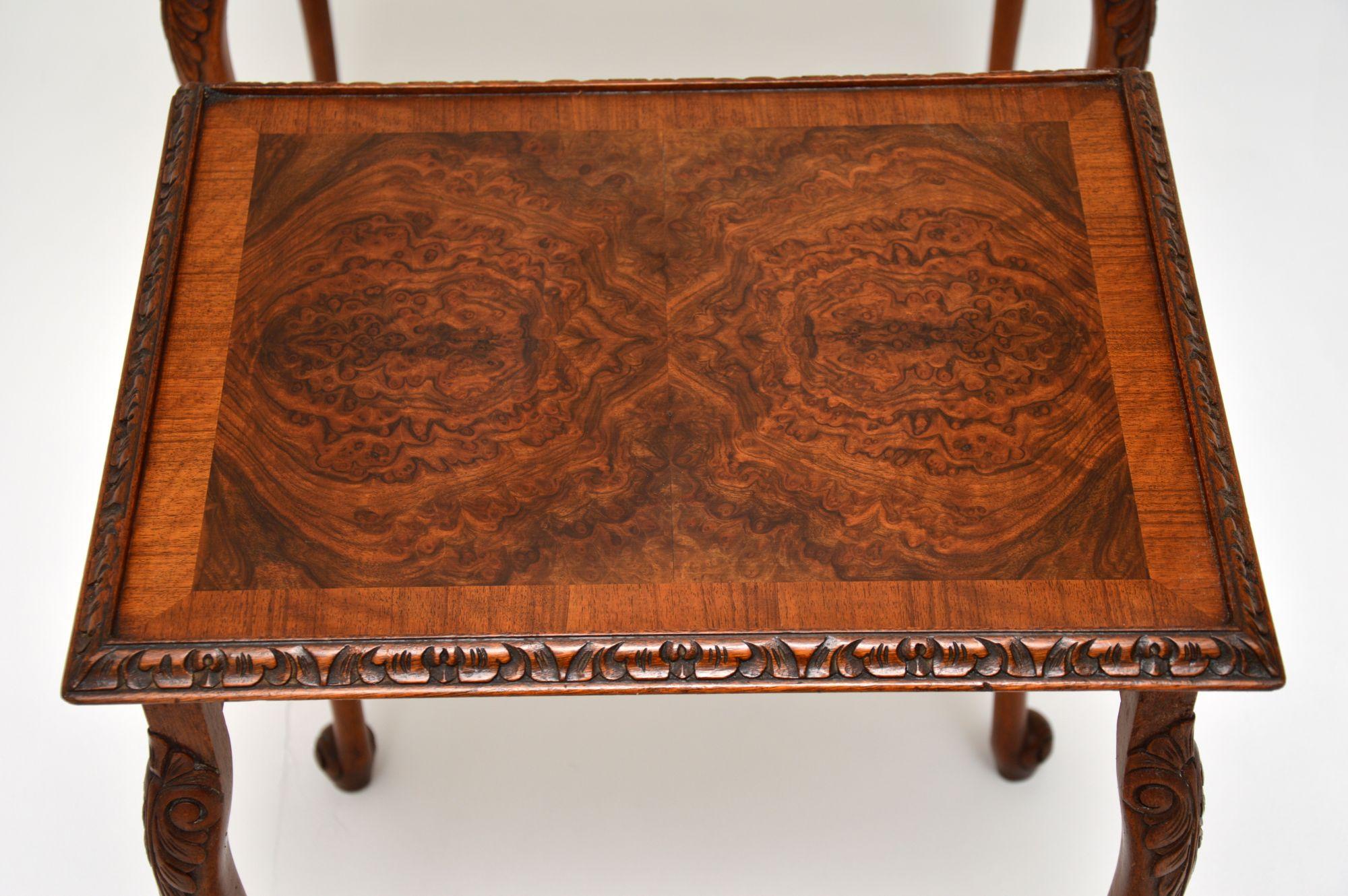 Early 20th Century Antique Queen Anne Style Burr Walnut Nest of Tables