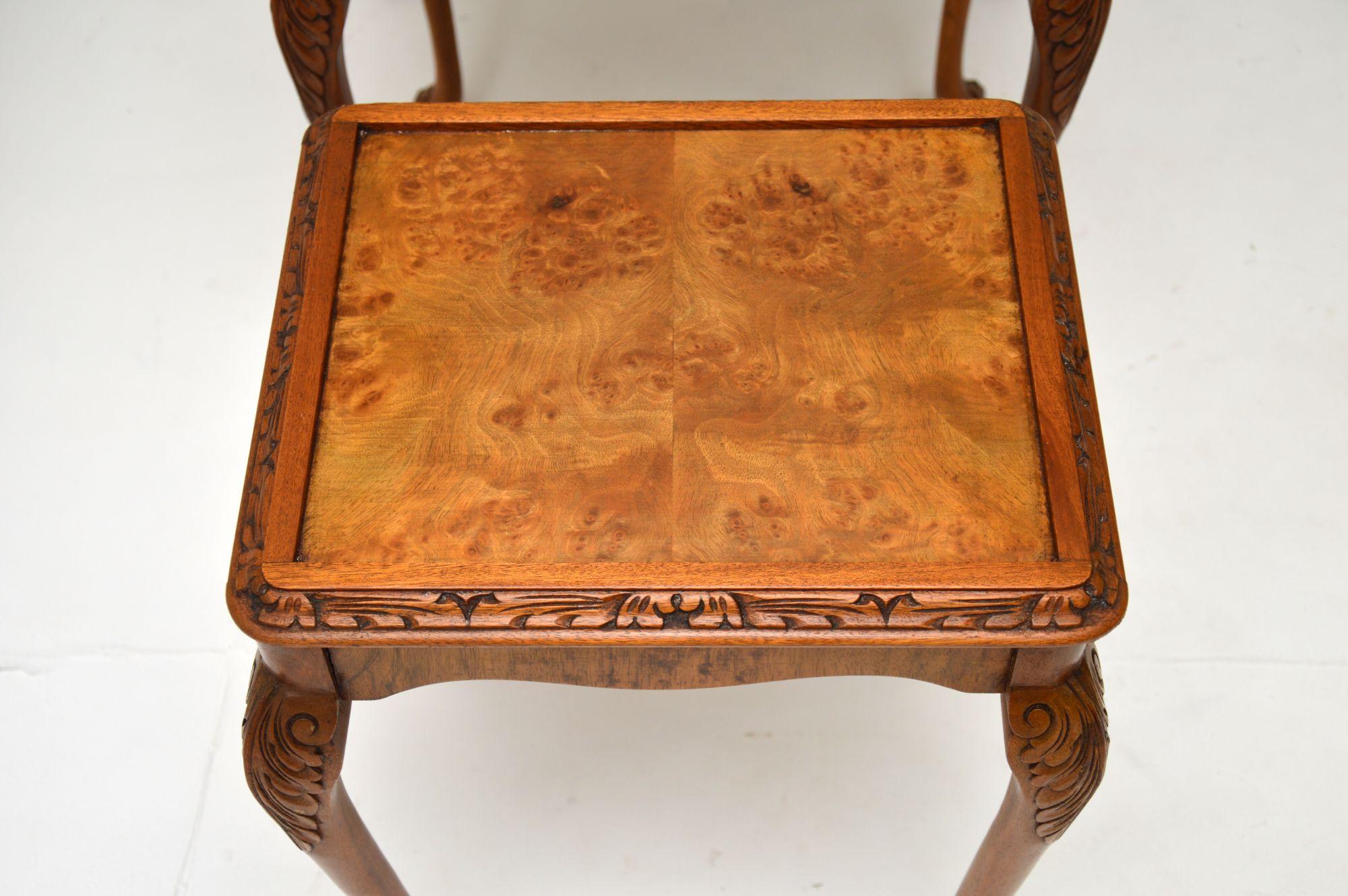 Antique Queen Anne Style Burr Walnut Nest of Tables 2