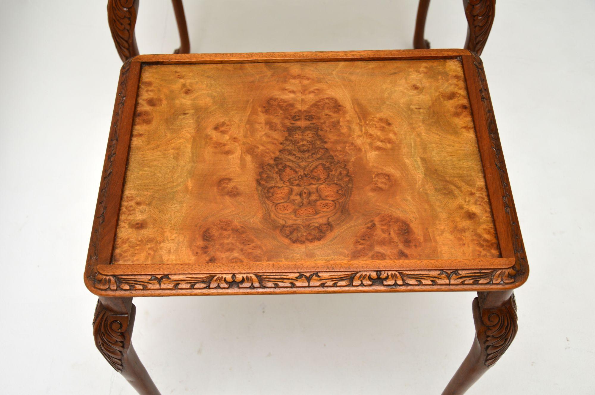 Antique Queen Anne Style Burr Walnut Nest of Tables 3