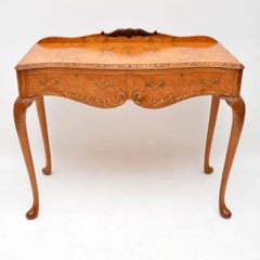 Antique Queen Anne Style Burr Walnut Server Table