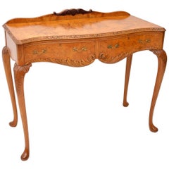 Antique Queen Anne Style Burr Walnut Server Table