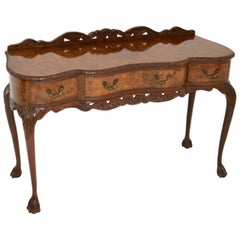 Antique Queen Anne Style Burr Walnut Server Table