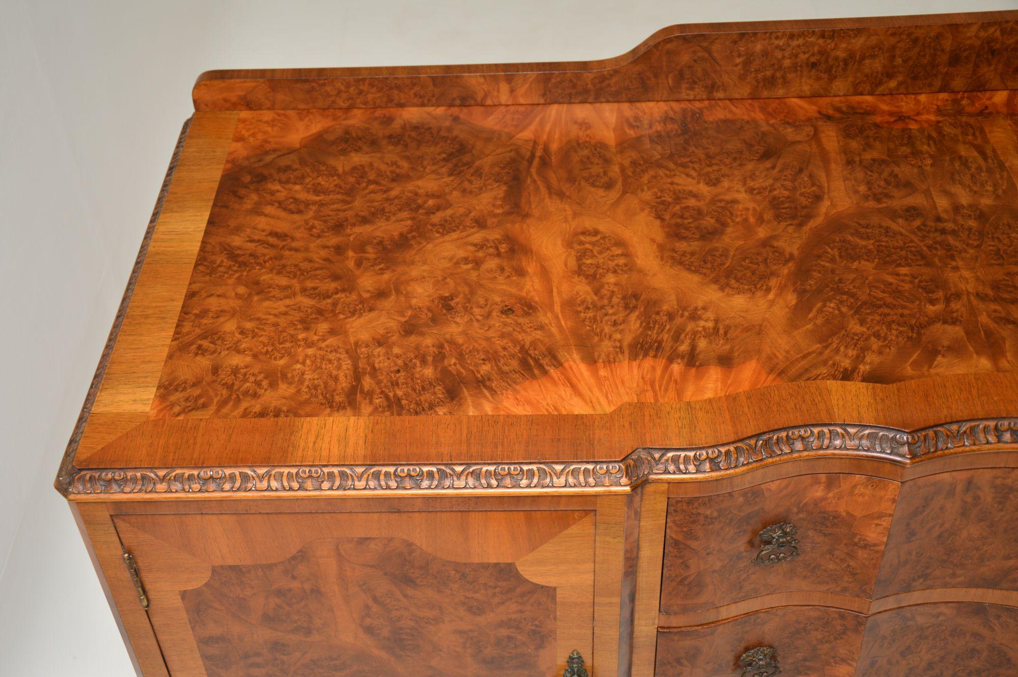 Early 20th Century Antique Queen Anne Style Burr Walnut Sideboard