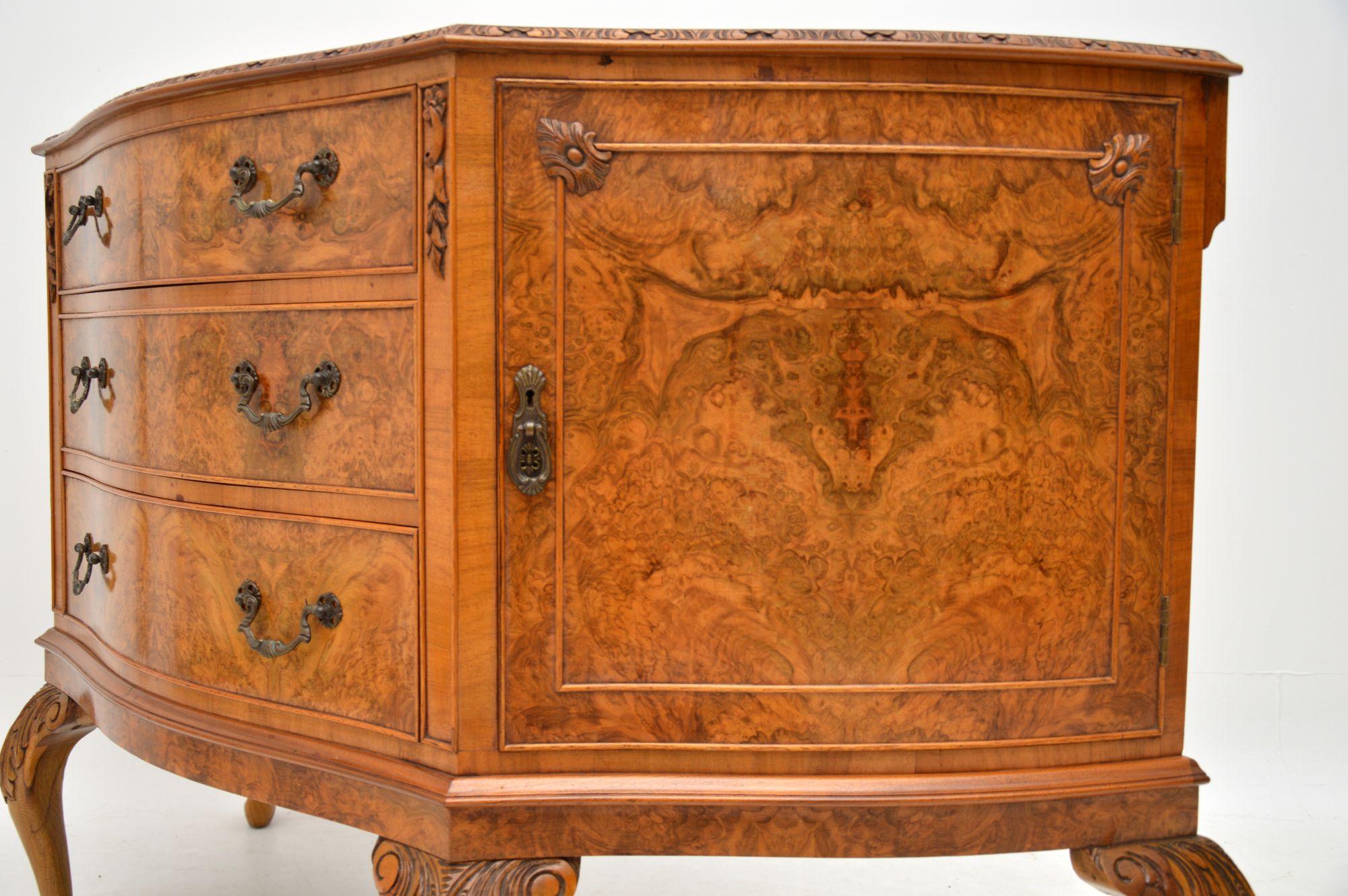 Antique Queen Anne Style Burr Walnut Sideboard 3