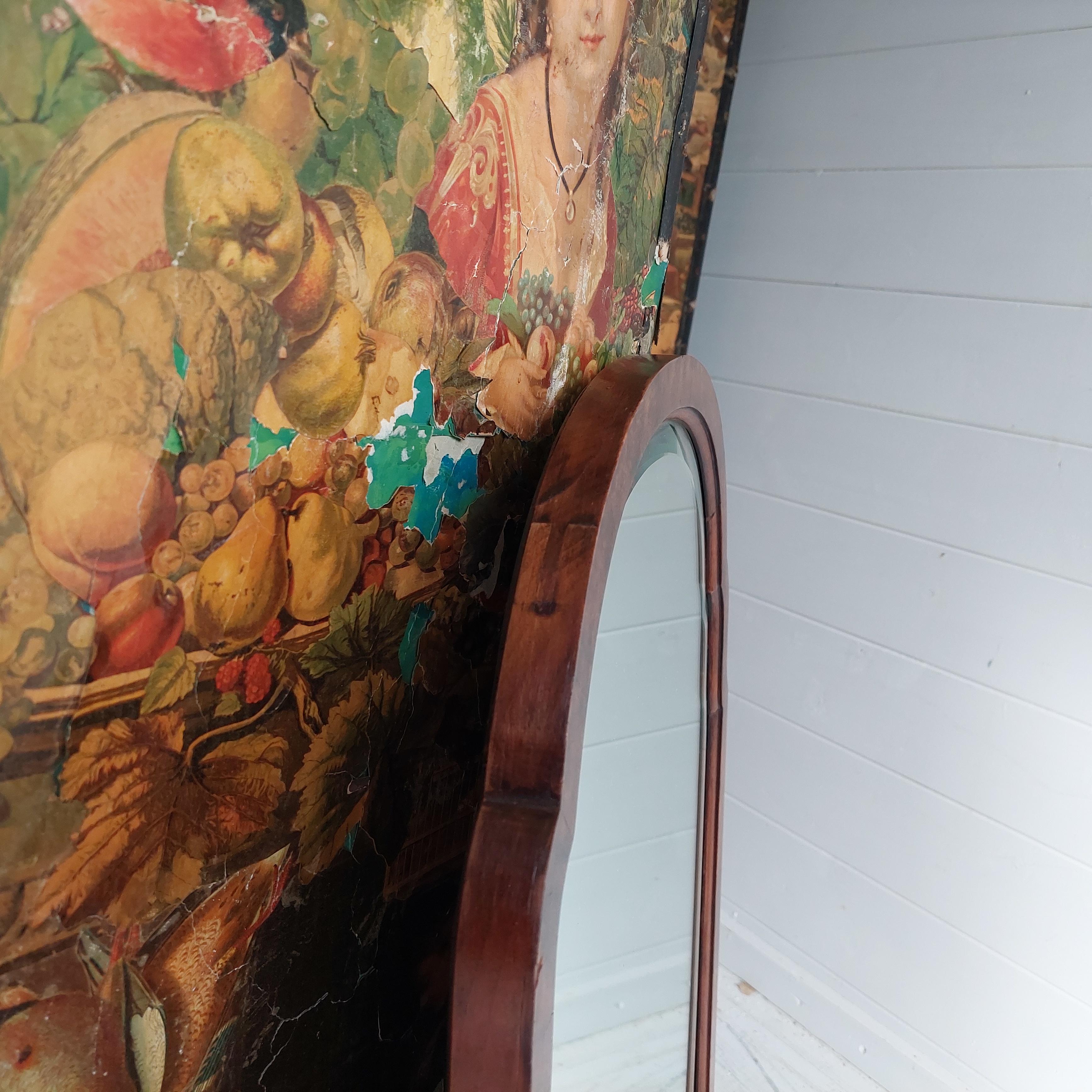 Antique Queen Anne Style Burr Walnut Wall Mirror Victorian 1800s 2