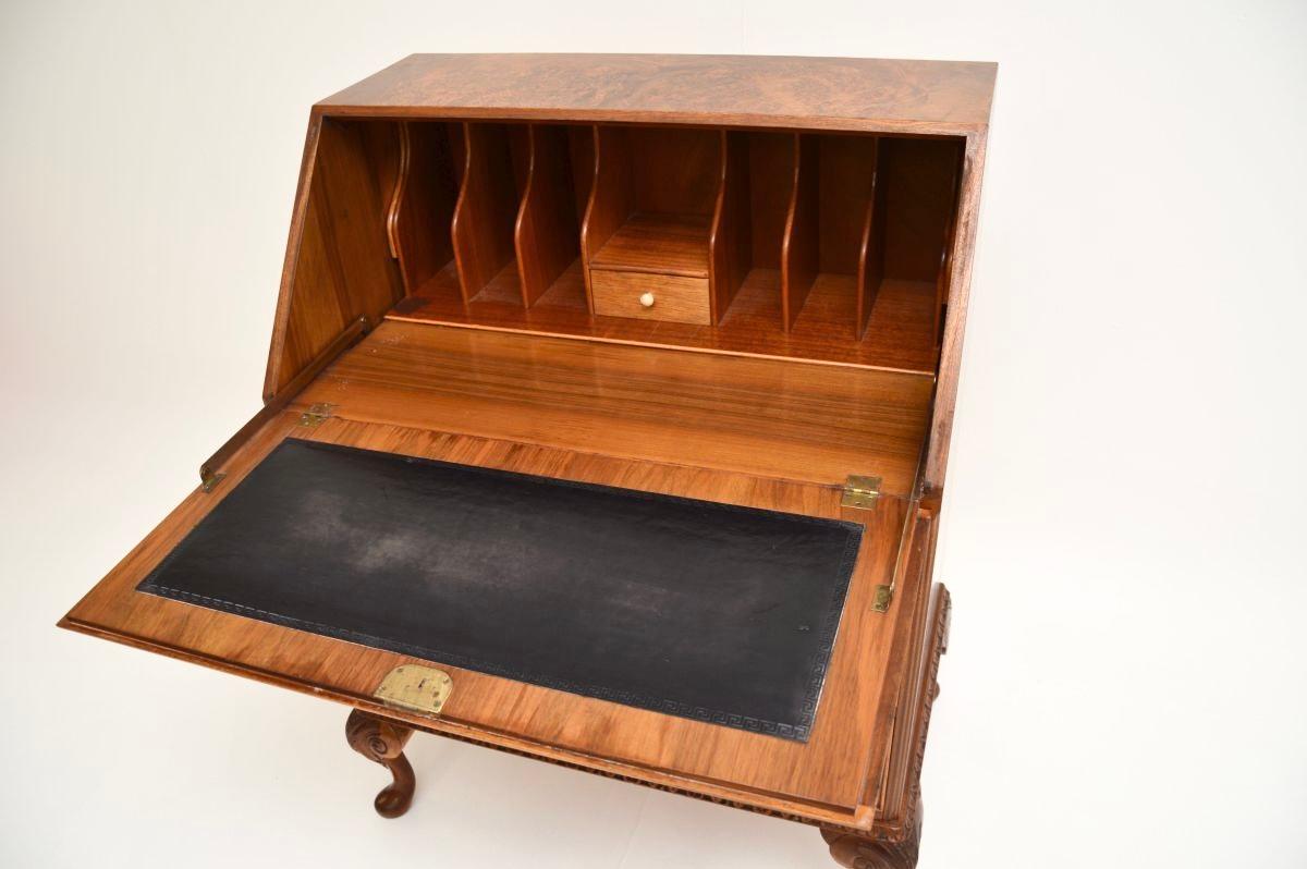 Antique Queen Anne Style Burr Walnut Writing Bureau 4
