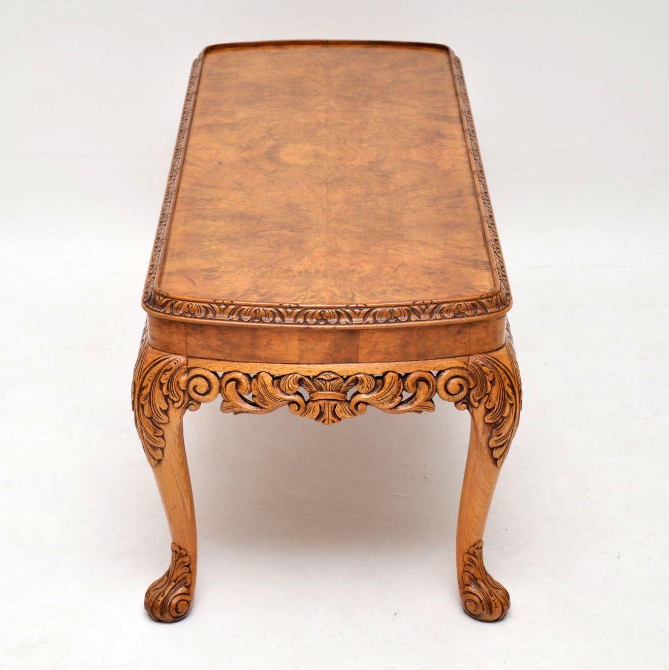Antique Queen Anne Style Carved Walnut Coffee Table at 1stDibs