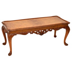Antique Queen Anne Style Carved Walnut Coffee Table