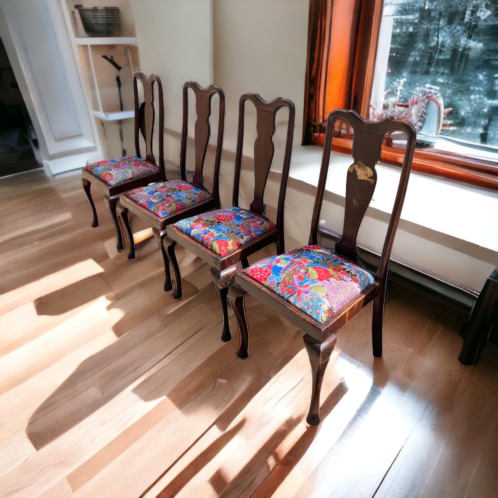 Antike Esszimmerstühle im Queen Anne-Stil, 4er-Set im Angebot 2