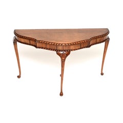 Antique Queen Anne Style Figured Walnut Console Table