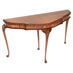 Antique Queen Anne Style Figured Walnut Console Table