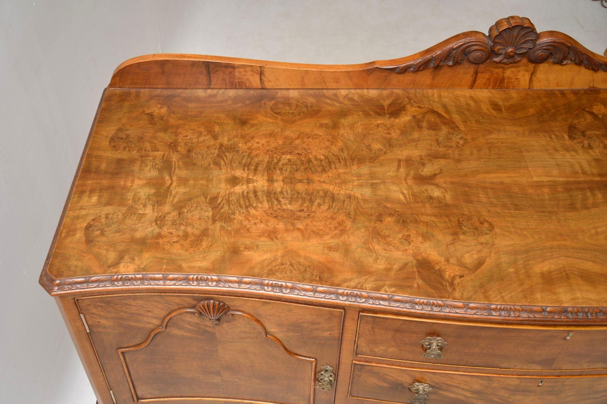 Antique Queen Anne Style Figured Walnut Sideboard 2