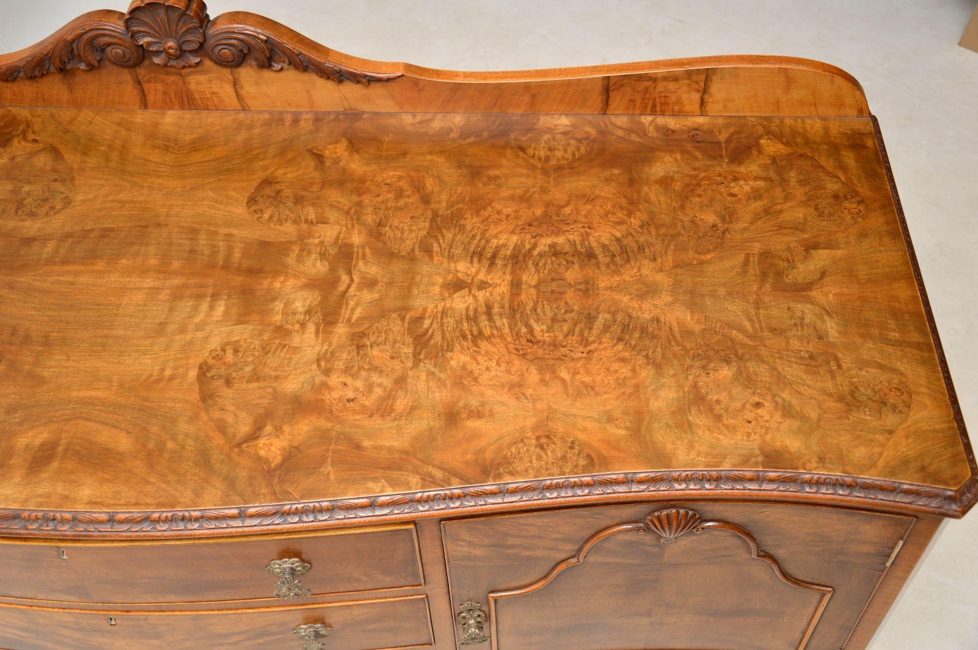 Antique Queen Anne Style Figured Walnut Sideboard 3