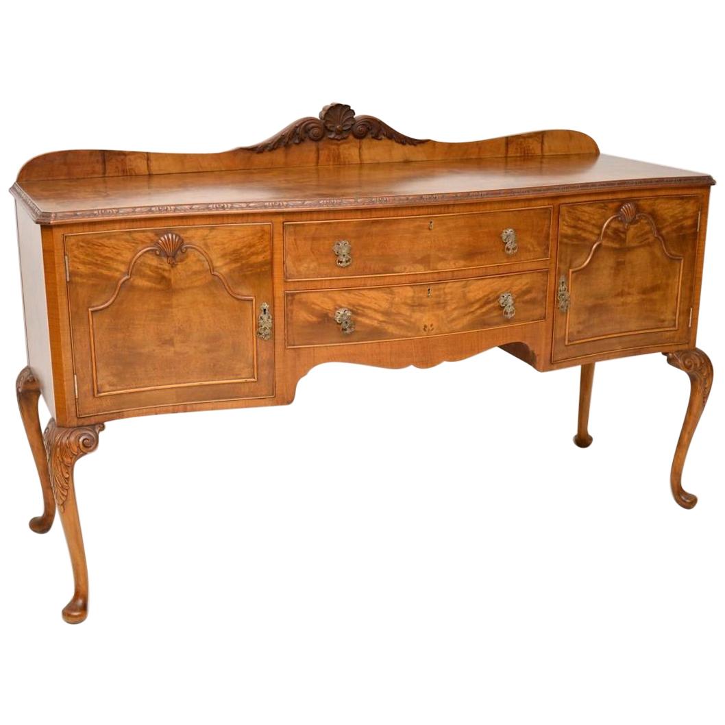 Antique Queen Anne Style Figured Walnut Sideboard