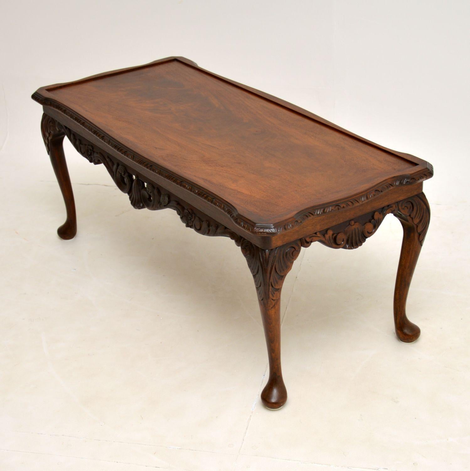 20th Century Antique Queen Anne Style Mahogany Coffee Table