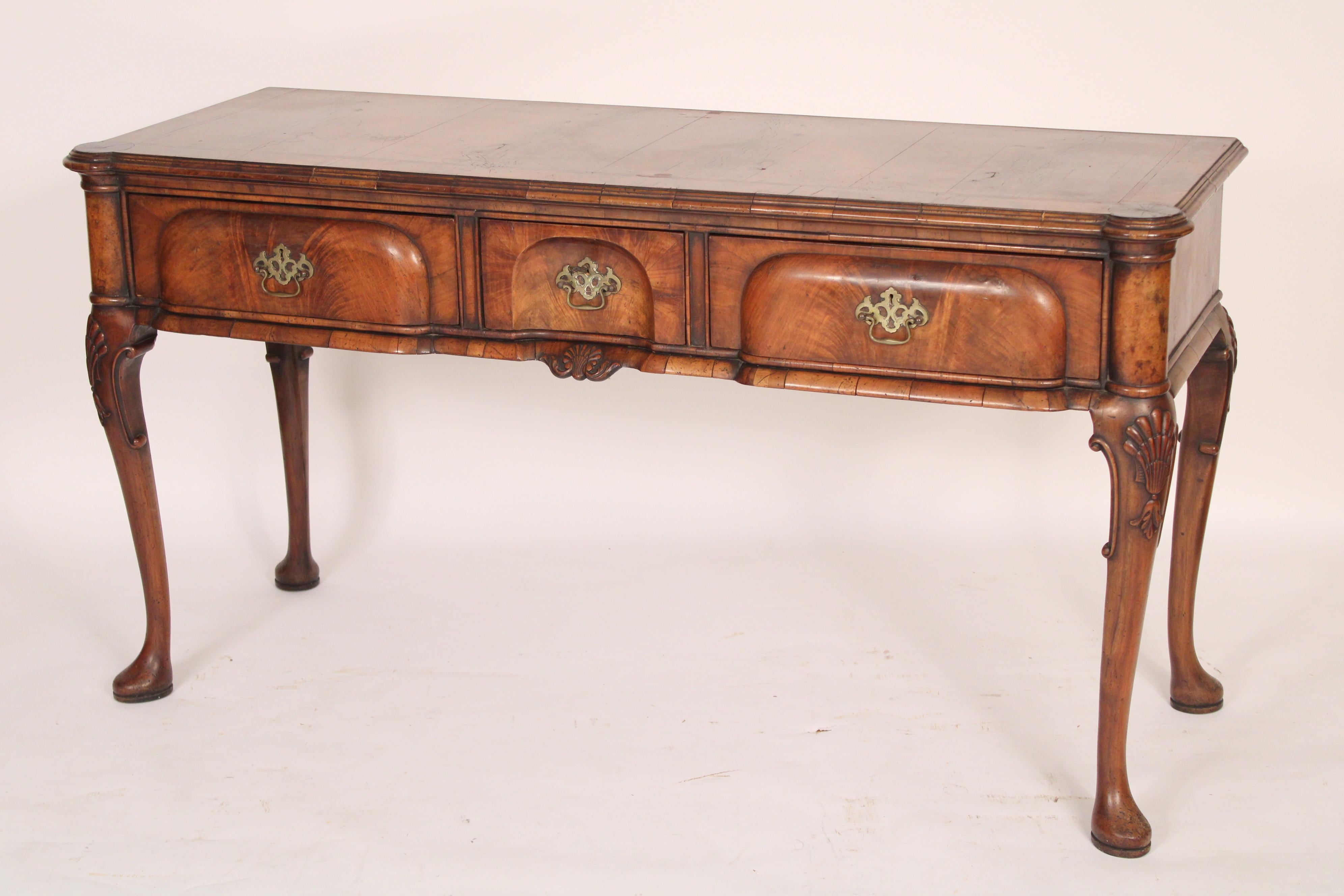 English Antique Queen Anne Style Mahogany Sideboard / Console Table