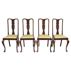 Antike Mahagoni-Esszimmerstühle im Queen Anne-Stil mit T-Rückenlehne - 4er-Set