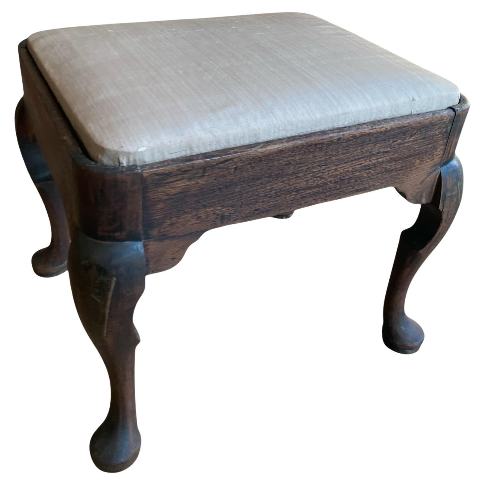 Antique Queen Anne style oak footstool.