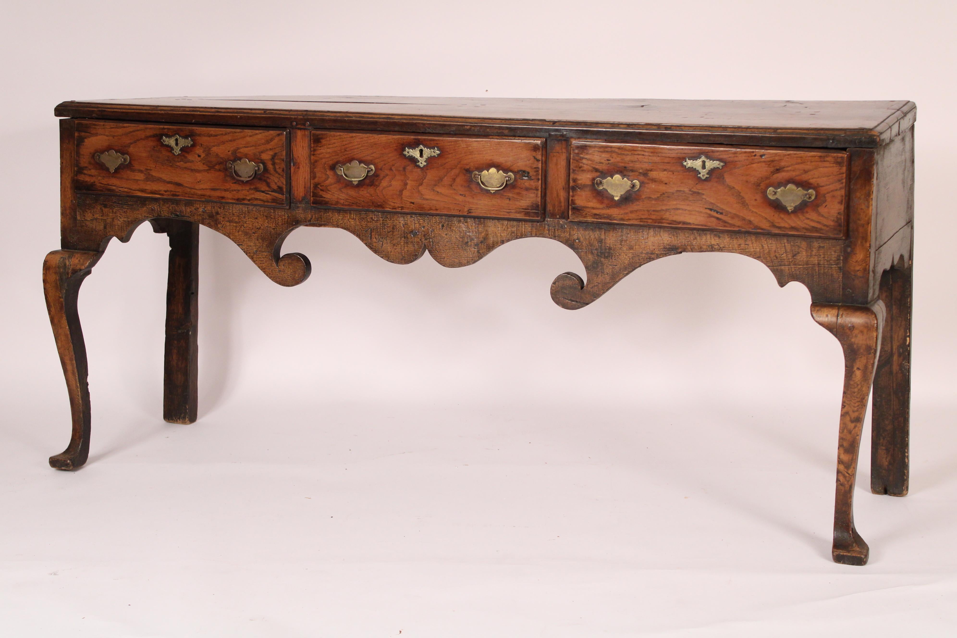 English Antique Queen Anne Style Oak Sideboard For Sale