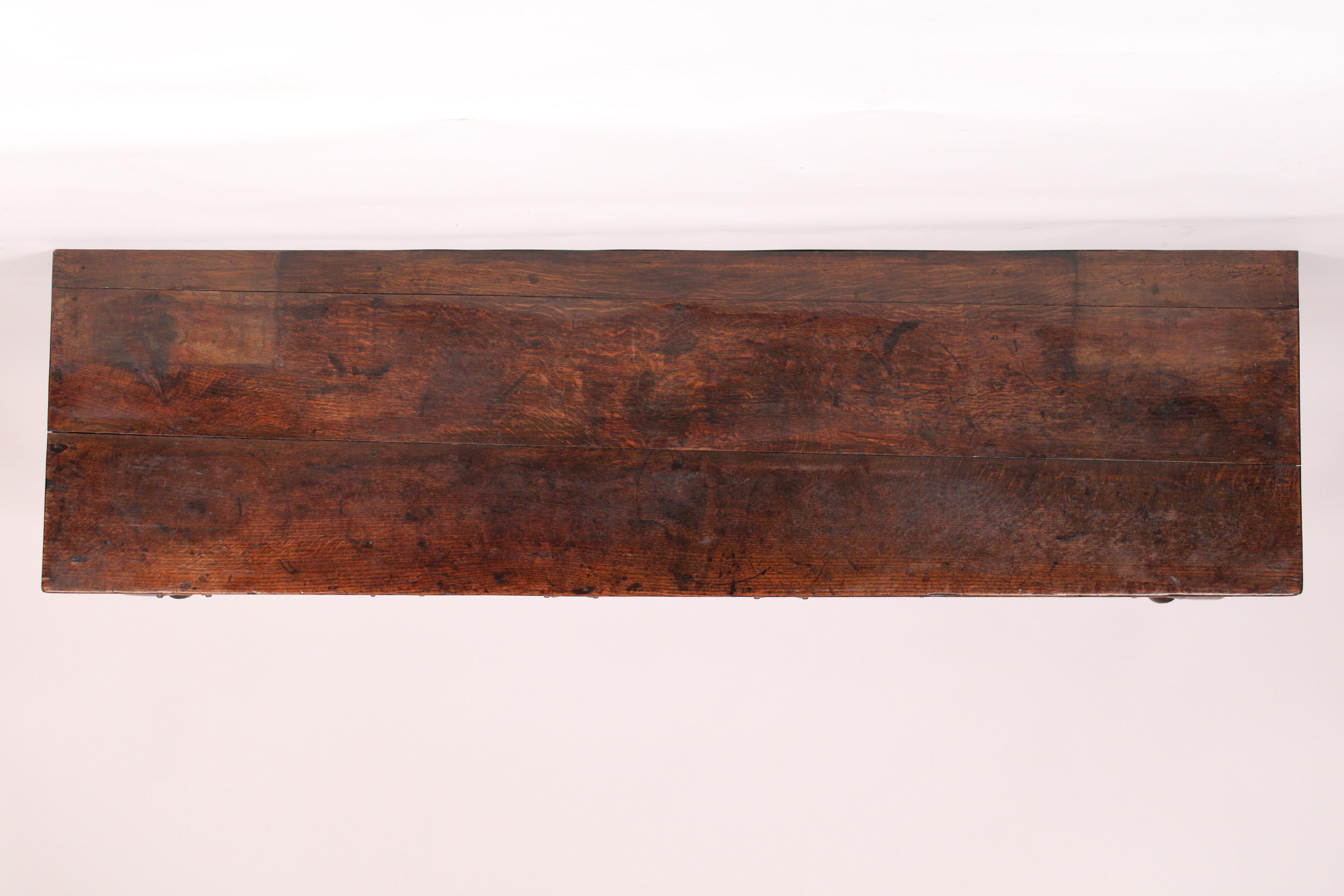 Brass Antique Queen Anne Style Oak Sideboard