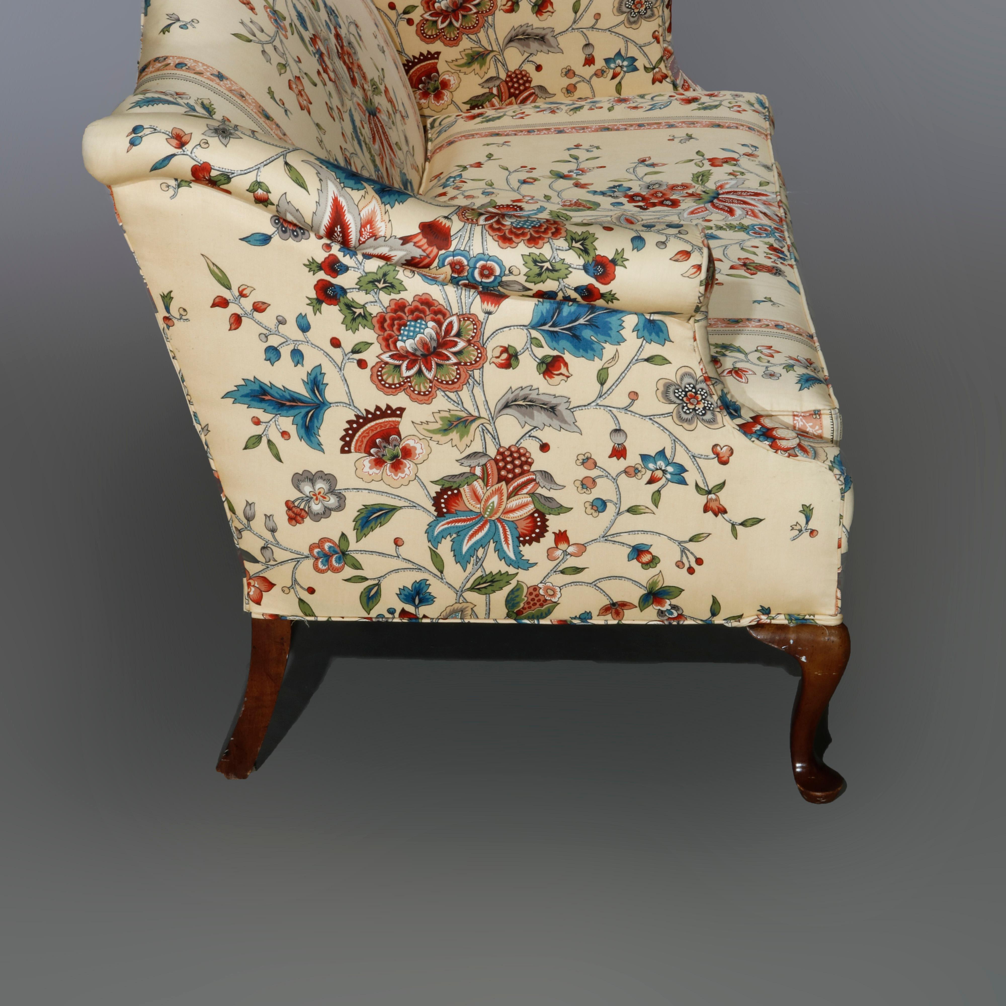 Antique Queen Anne Style Upholstered Settee, 20th Century 6
