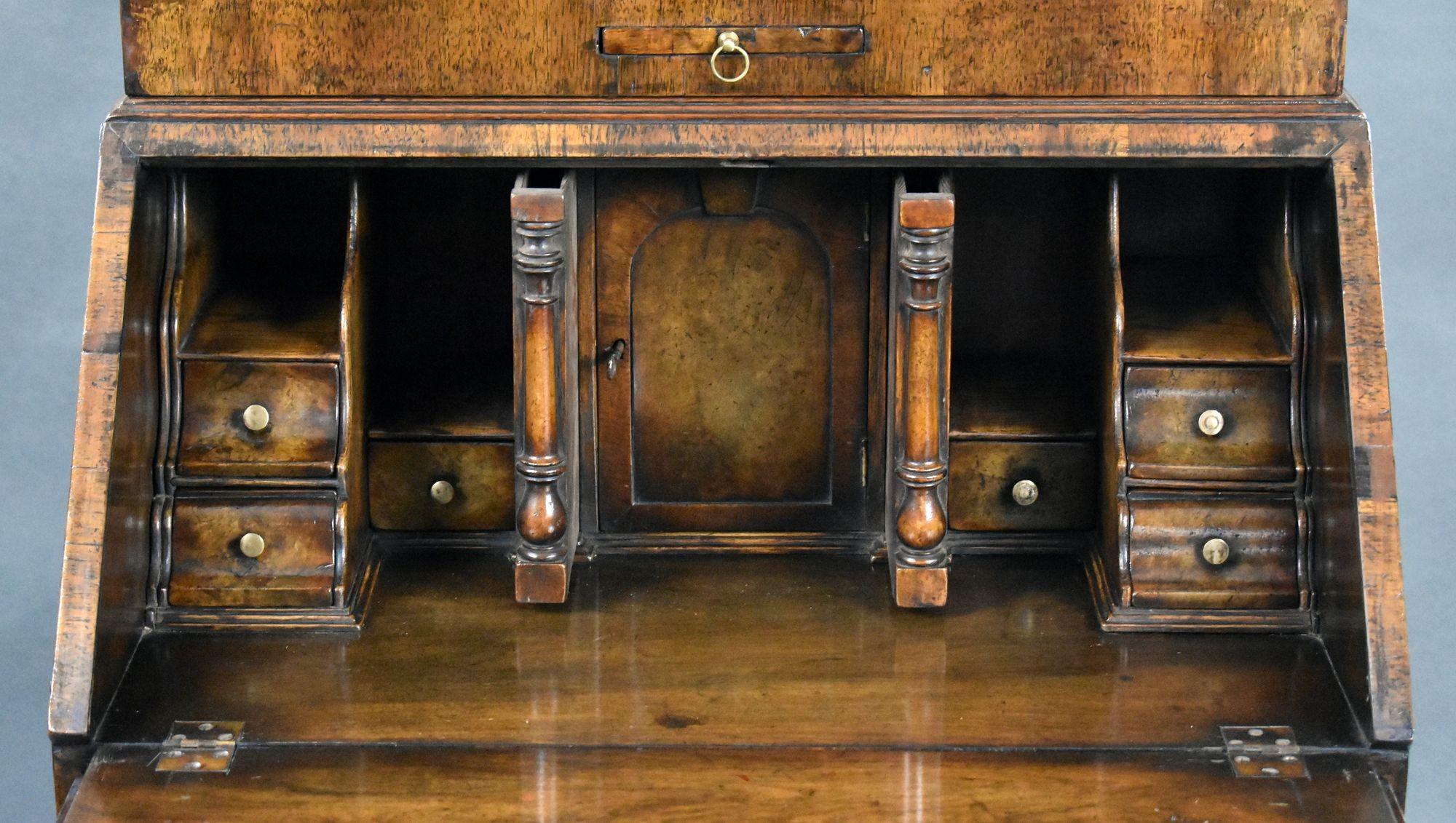 Antique Queen Anne Style Walnut Bureau Bookcase 5
