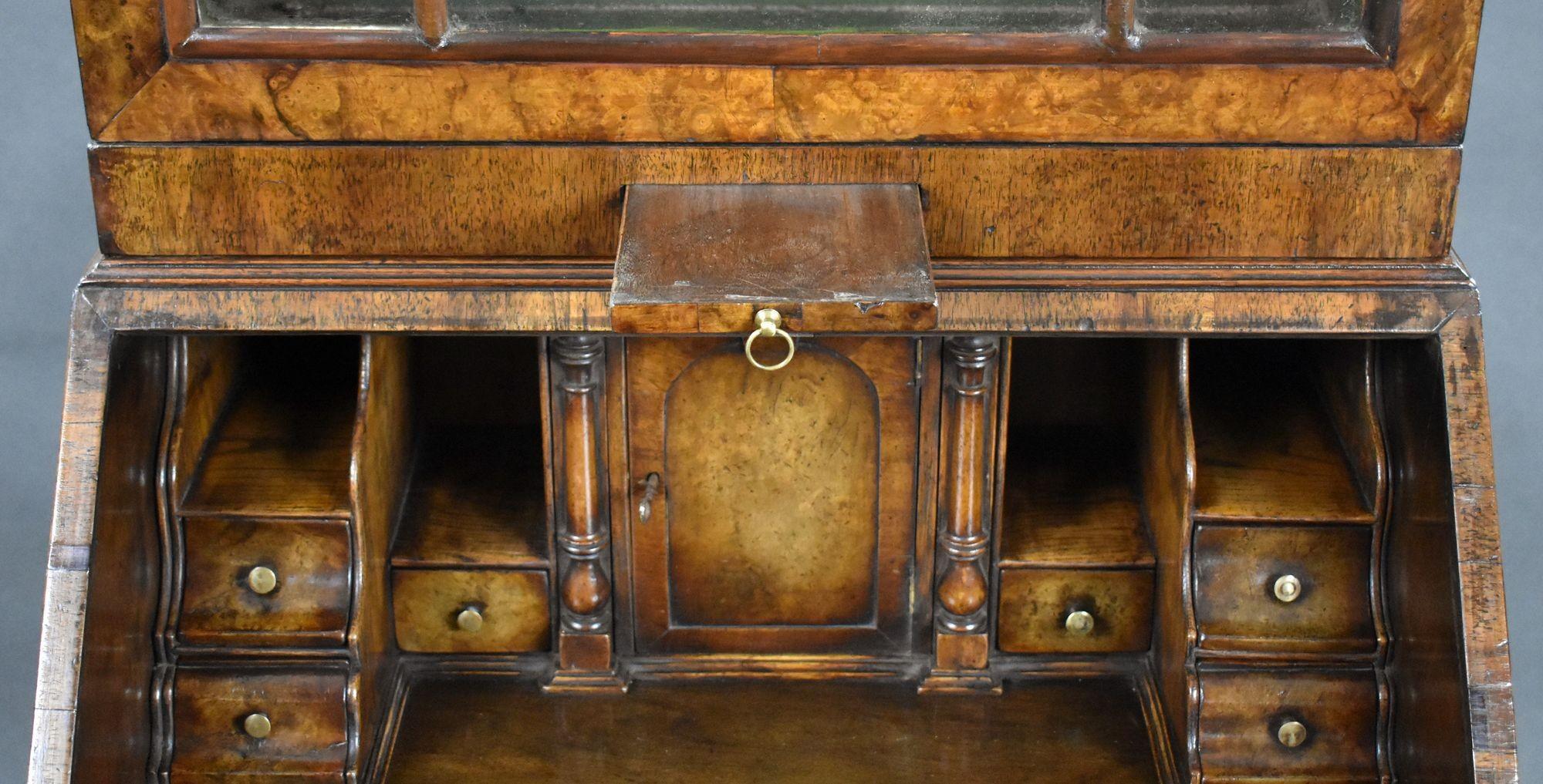 Antique Queen Anne Style Walnut Bureau Bookcase 6