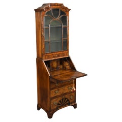 Antique Queen Anne Style Walnut Bureau Bookcase